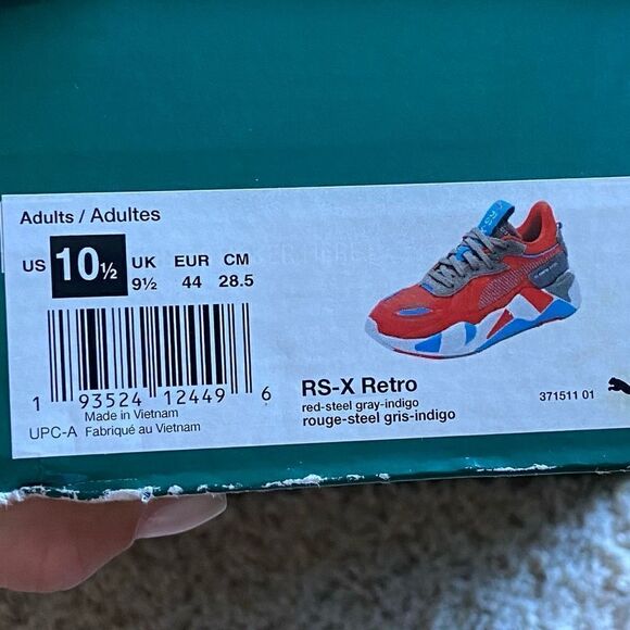 Puma Rs x Retro Red Steel Gray Indigo Sneakers Size 10.5 - Picture 5 of 11